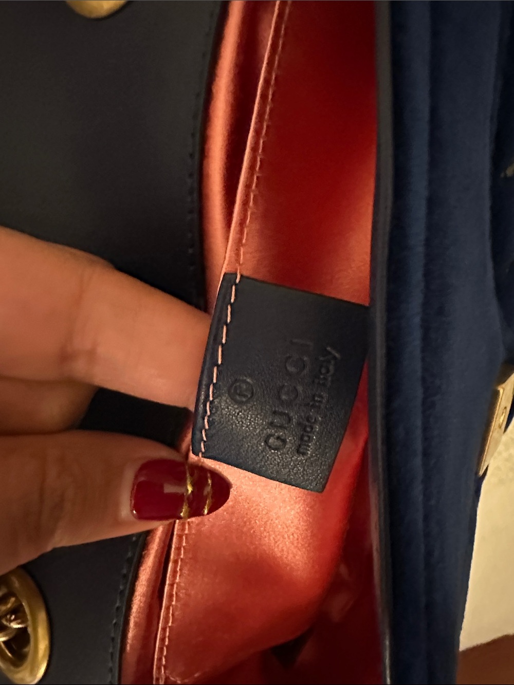 Gucci GG Marmont Flap Matelasse Velvet Blue Mini Embroidered Shoulder Bag w/ COA - Picture 6 of 7